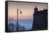 Romania, Transylvania, Brasov, Brasov Citadel, Dawn-Walter Bibikow-Framed Stretched Canvas