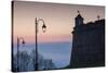 Romania, Transylvania, Brasov, Brasov Citadel, Dawn-Walter Bibikow-Stretched Canvas