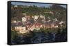 Romania, Transylvania, Brasov, Town Buildings in Fog, Dawn-Walter Bibikow-Framed Stretched Canvas