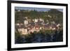 Romania, Transylvania, Brasov, Town Buildings in Fog, Dawn-Walter Bibikow-Framed Photographic Print