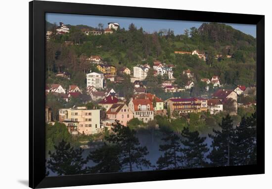 Romania, Transylvania, Brasov, Town Buildings in Fog, Dawn-Walter Bibikow-Framed Photographic Print