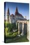 Romania, Transylvania, Hunedoara, Corvin Castle, Dawn-Walter Bibikow-Stretched Canvas