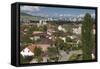 Romania, Transylvania, Hunedoara, Elevated View from Corvin Castle-Walter Bibikow-Framed Stretched Canvas