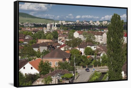 Romania, Transylvania, Hunedoara, Elevated View from Corvin Castle-Walter Bibikow-Framed Stretched Canvas