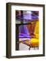 Romania, Transylvania, Piata Sfatului Square, Transparent Cafe Chairs-Walter Bibikow-Framed Photographic Print