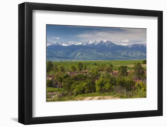 Romania, Transylvania, Sercaia, Country Road with Fagaras Mountains-Walter Bibikow-Framed Photographic Print