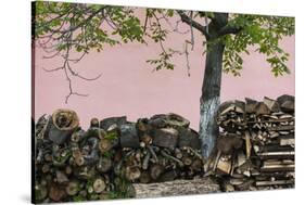 Romania, Transylvania, Sibiel, Firewood-Walter Bibikow-Stretched Canvas