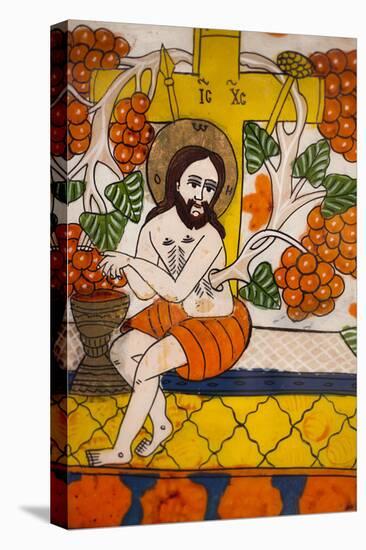 Romania, Transylvania, Sibiel, Glass Icon of Jesus Christ-Walter Bibikow-Stretched Canvas