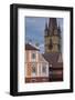 Romania, Transylvania, Sibiu, Piata Mare Square, Building and Church-Walter Bibikow-Framed Photographic Print