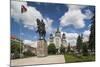 Romania, Transylvania, Targu Mures, Statue and Orthodox Cathedral-Walter Bibikow-Mounted Photographic Print