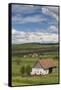Romania, Transylvania, Tarnaveni, Farm and Fields, Spring-Walter Bibikow-Framed Stretched Canvas
