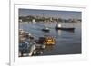 Romania, Tulcea, Freighter on the Danube River at Dawn-Walter Bibikow-Framed Photographic Print