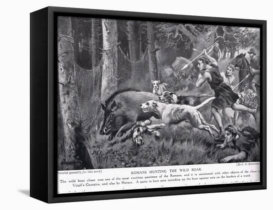 Romans Hunting Wild Boar-George Derville Rowlandson-Framed Stretched Canvas