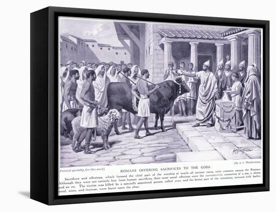 Romans Offering Sacrifices to the Gods-A.C. Weatherstone-Framed Stretched Canvas