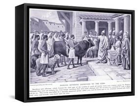 Romans Offering Sacrifices to the Gods-A.C. Weatherstone-Framed Stretched Canvas