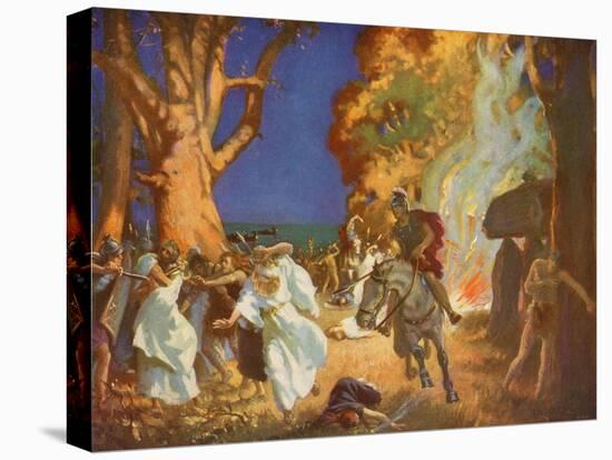 Romans Under Governor Suetonius Paulinus Massacre Druids in Anglesey-M. Dovaston-Stretched Canvas