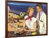 Romantic 1950s Couple on Cruise Ship-null-Framed Art Print