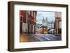 Romantic Atmosphere in Old Streets of Alfama with Castle in Background and Tram Number 28-Roberto Moiola-Framed Photographic Print