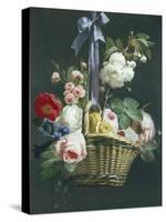 Romantic Basket of Flowers-Antoine Berjon-Stretched Canvas