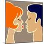 Romantic Cartoon Image of Kissing Couple. Vector Illustration in Retro Colors-yulia_lavrova-Mounted Art Print