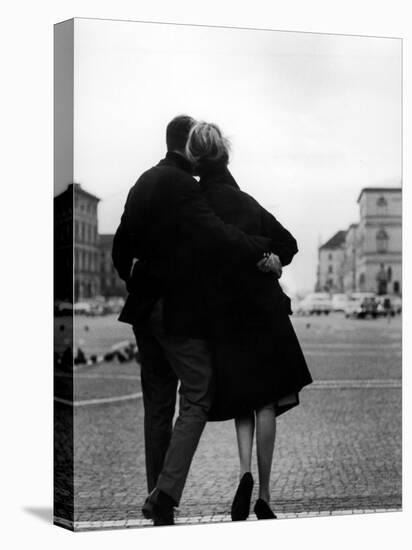 Romantic Couple Walking on the Odeonsplatz-Walter Sanders-Stretched Canvas