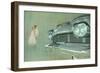 Romantic Couple with Big Car Grill-null-Framed Art Print