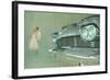 Romantic Couple with Big Car Grill-null-Framed Art Print