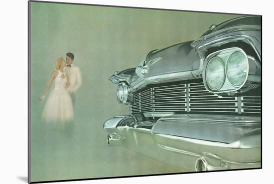 Romantic Couple with Big Car Grill-Found Image Press-Mounted Giclee Print