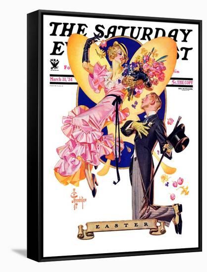 "Romantic Easter," Saturday Evening Post Cover, March 31, 1934-Joseph Christian Leyendecker-Framed Stretched Canvas