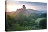 Romantic Fantasy Magical Castle Ruins against Stunning Vibrant Sunrise-Veneratio-Stretched Canvas