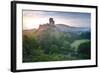 Romantic Fantasy Magical Castle Ruins against Stunning Vibrant Sunrise-Veneratio-Framed Photographic Print