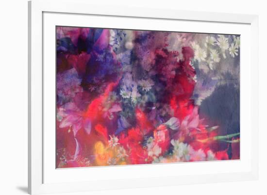 Romantic Floral Background Combined with Ink Paper Texture-run4it-Framed Premium Giclee Print