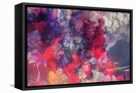 Romantic Floral Background Combined with Ink Paper Texture-run4it-Framed Stretched Canvas