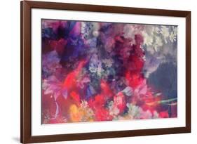 Romantic Floral Background Combined with Ink Paper Texture-run4it-Framed Art Print