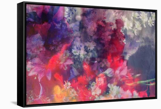 Romantic Floral Background Combined with Ink Paper Texture-run4it-Framed Stretched Canvas