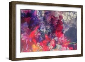 Romantic Floral Background Combined with Ink Paper Texture-run4it-Framed Art Print