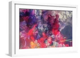 Romantic Floral Background Combined with Ink Paper Texture-run4it-Framed Art Print