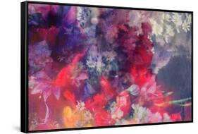 Romantic Floral Background Combined with Ink Paper Texture-run4it-Framed Stretched Canvas