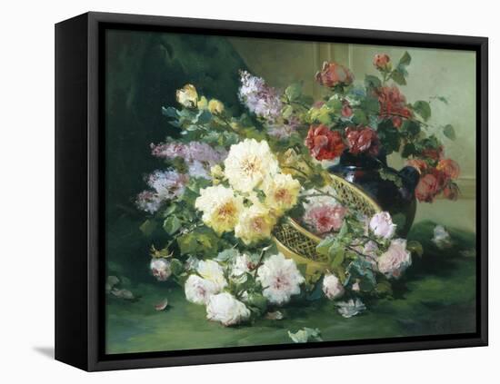 Romantic Flowers-Eugene Henri Cauchois-Framed Stretched Canvas