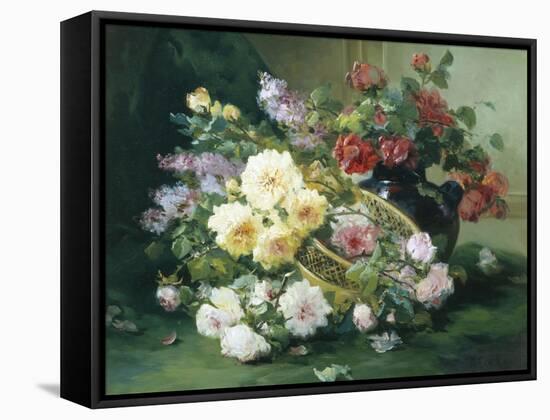 Romantic Flowers-Eugene Henri Cauchois-Framed Stretched Canvas