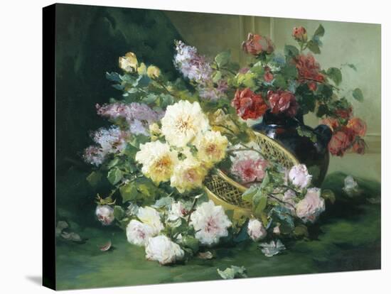 Romantic Flowers-Eugene Henri Cauchois-Stretched Canvas