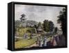 Romantic Garden of Neuwaldegg, Watercolour, Austria, 19th Century-null-Framed Stretched Canvas