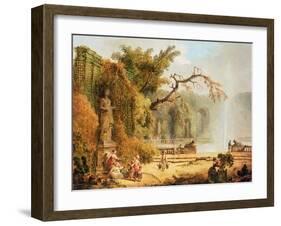 Romantic Garden Scene-Hubert Robert-Framed Giclee Print