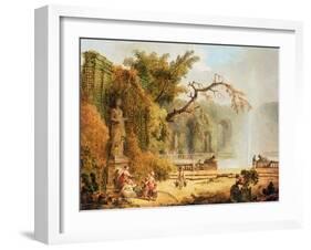 Romantic Garden Scene-Hubert Robert-Framed Giclee Print