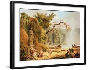 Romantic Garden Scene-Hubert Robert-Framed Giclee Print