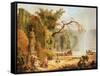 Romantic Garden Scene-Hubert Robert-Framed Stretched Canvas