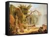 Romantic Garden Scene-Hubert Robert-Framed Stretched Canvas