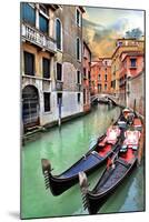 Romantic Gondola Venice Scene-null-Mounted Art Print