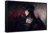 Romantic Gothic Girl in Victorian Style Clothes, Shot over Smoky Background-Elisanth-Framed Stretched Canvas