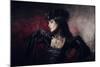 Romantic Gothic Girl in Victorian Style Clothes, Shot over Smoky Background-Elisanth-Mounted Photographic Print